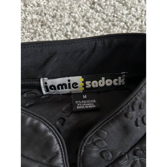 Jamie Sadock Womens Sz M Black Sleeveless Mock Neck Textured Top W/ Gold Zipperr - Picture 6 of 10